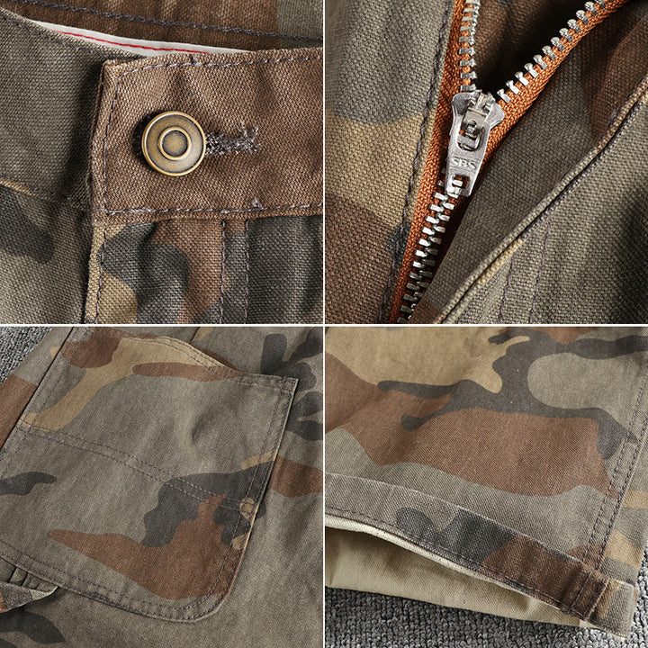 Men's cargo pants in modern camouflage design with multifunctional pockets Lisslune