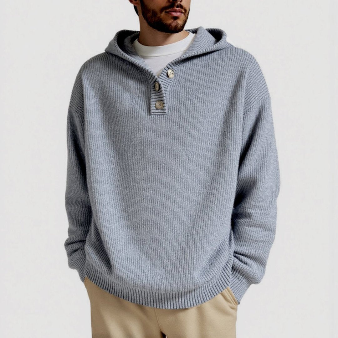 Men's hooded sweater with textured cable pattern Lisslune