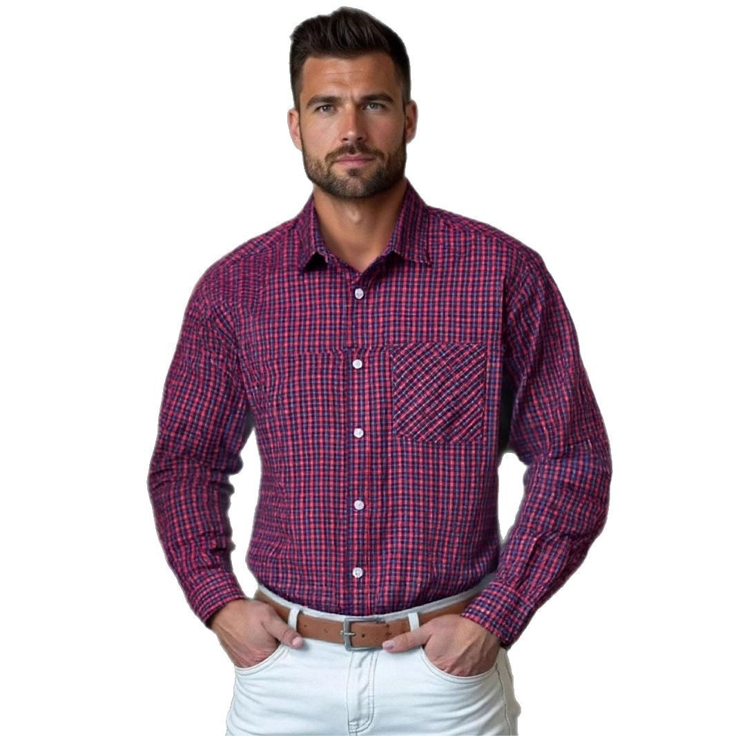 Men's high-quality checkered long sleeve shirt Lisslune