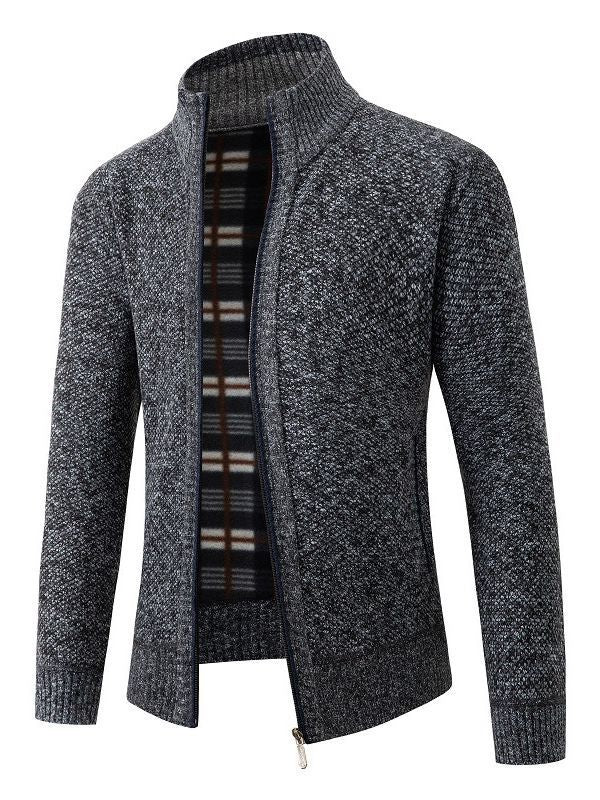 Men's fashionable cardigan with innovative texture and warm lining Lisslune