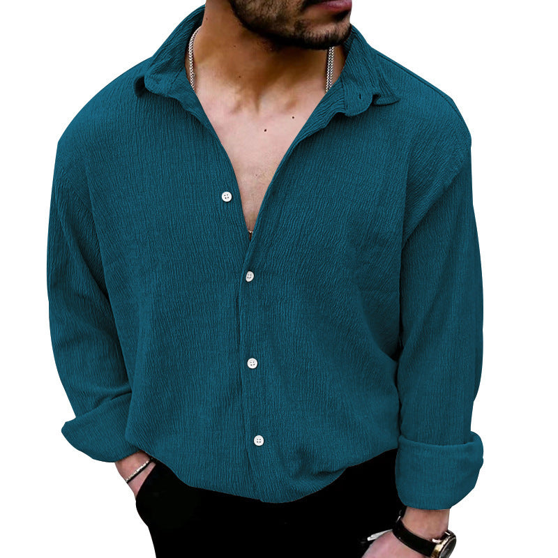 Men's timeless long-sleeve shirt with textured upper material and modern collar Lisslune
