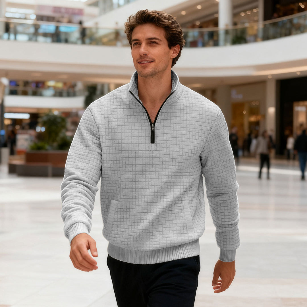 Men's sporty sweater with half-high closed collar Lisslune