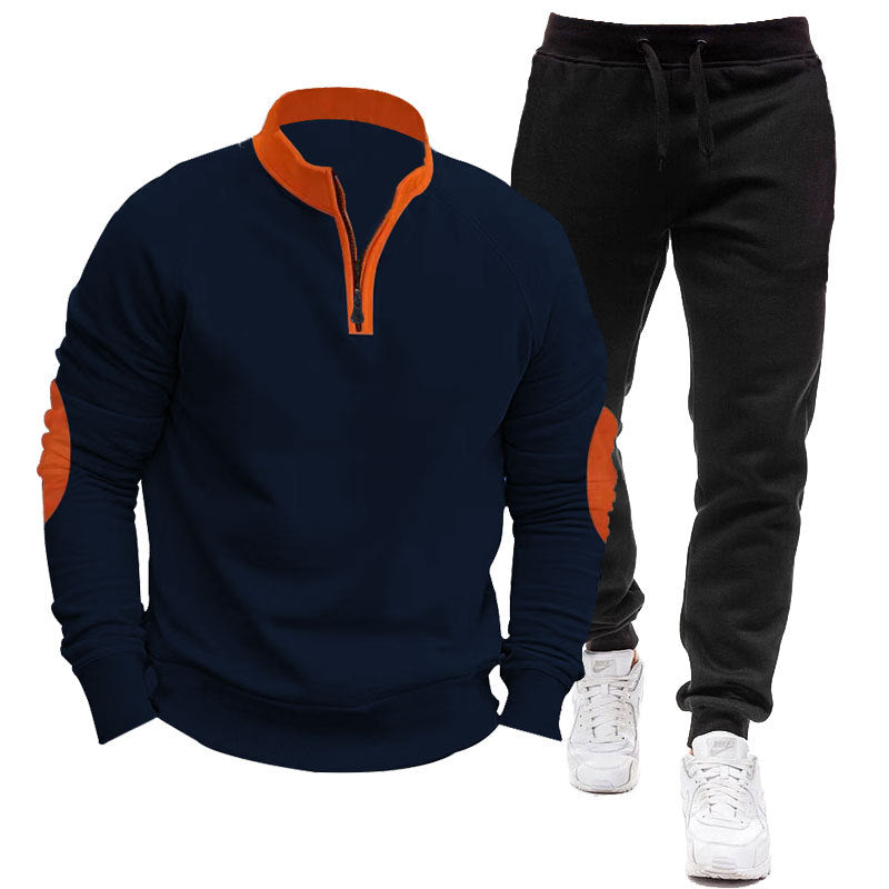 Men's sporty hoodie and jogging suit set with contrasting sleeve accents Lisslune