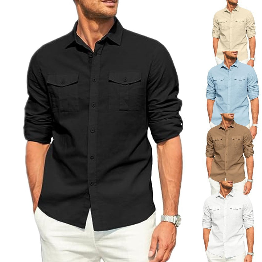 Men's Lightweight Cotton Shirt with Chest Pockets Lisslune