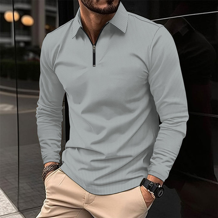 Men's elegant long-sleeve shirt with innovative zipper and textured outer material Lisslune