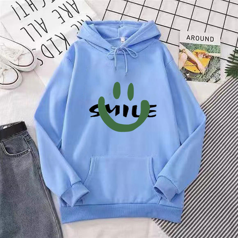 Women's Hoodie with Casual Smile Motif Lisslune