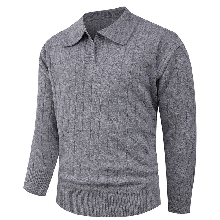 Men's sweater with modern cable pattern and polo collar Lisslune