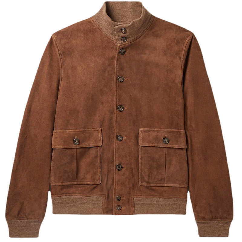 Men's suede jacket with practical pockets and modern collar Lisslune