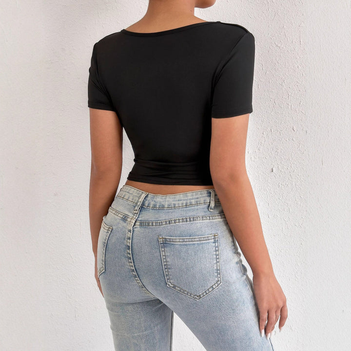 Damen Kurzarm-bodycon Oberteil Lisslune