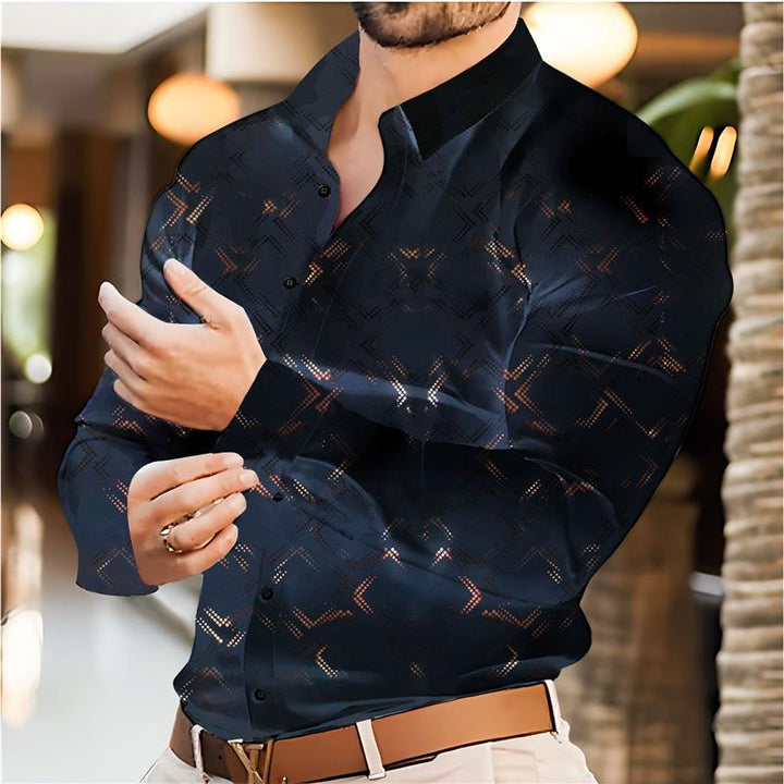 Men's elegant long sleeve shirt with modern pattern and breathable surface Lisslune
