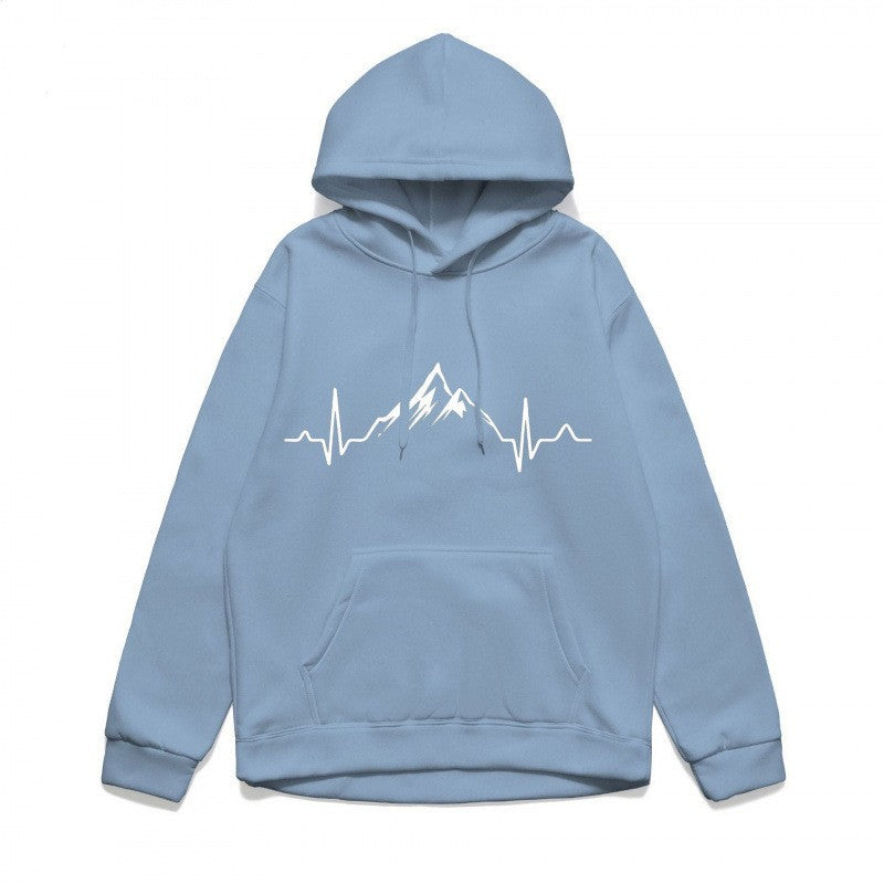 Women's hoodie with stylish mountain motif and high-quality cotton Lisslune