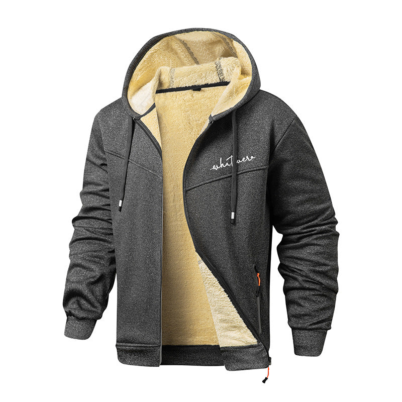 Men's sporty fleece jacket with modern stand-up collar and pockets Lisslune