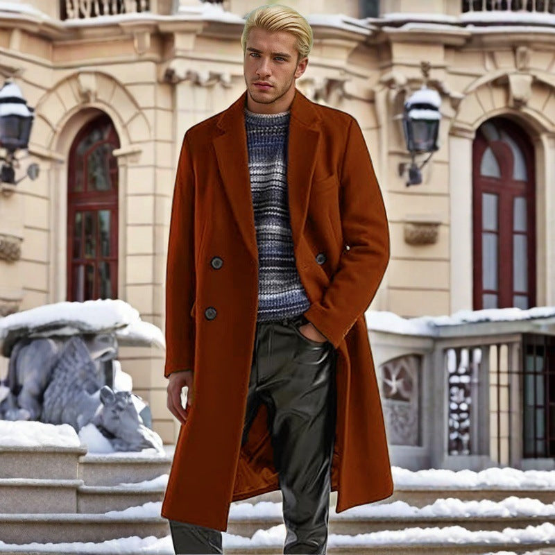 Men's elegant double-breasted wool coat Lisslune