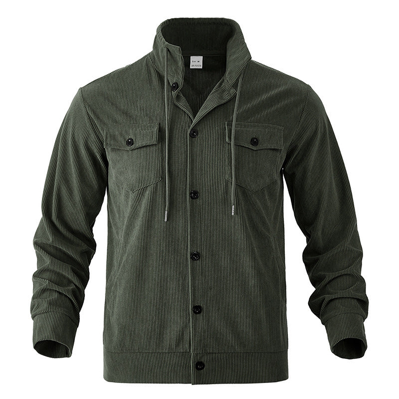 Men's stylish cord jacket with adjustable collar and practical chest pockets Lisslune