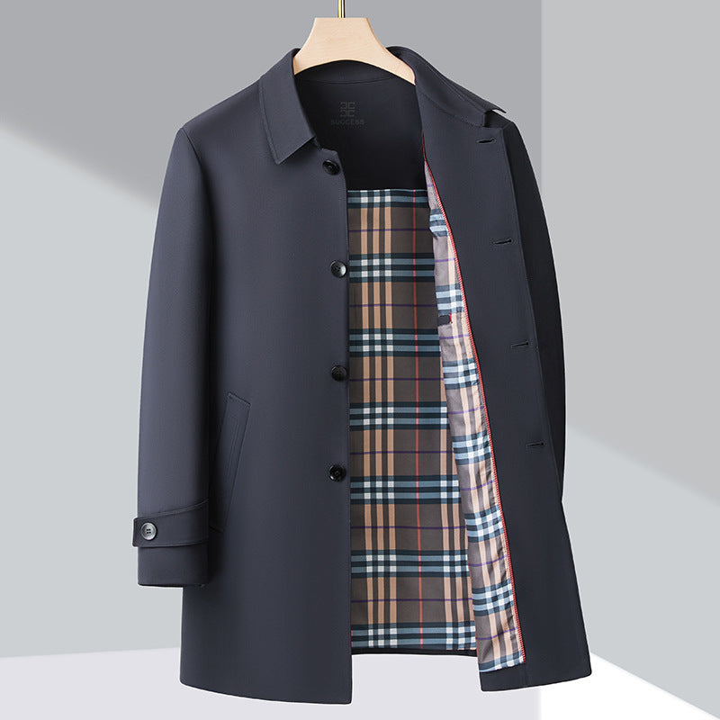 Men's Stylish Trench Coat with Classic Cut and Practical Pockets Lisslune