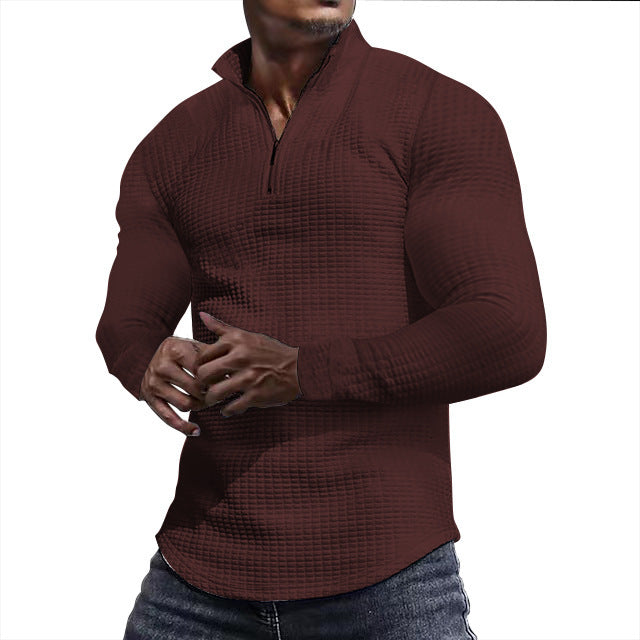 Men's functional shirt with high collar and textured design Lisslune