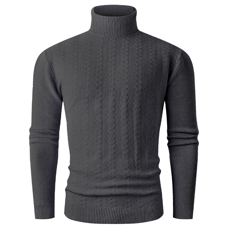 Men's turtleneck sweater with textured pattern and high collar Lisslune