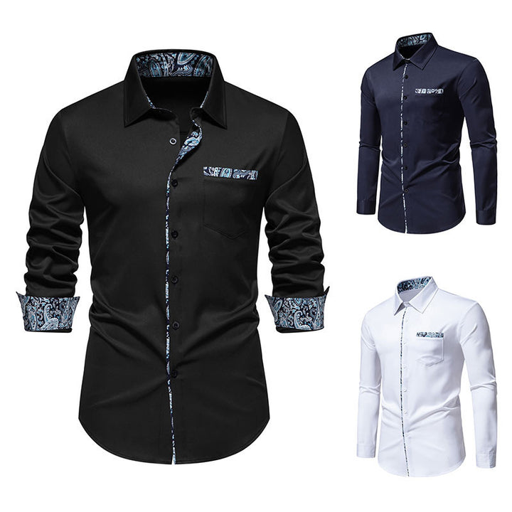 Men's Long Sleeve Shirt with Modern Paisley Design Lisslune