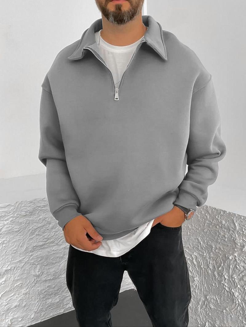 Men's modern sweat sweater with stand-up collar and half zipper Lisslune