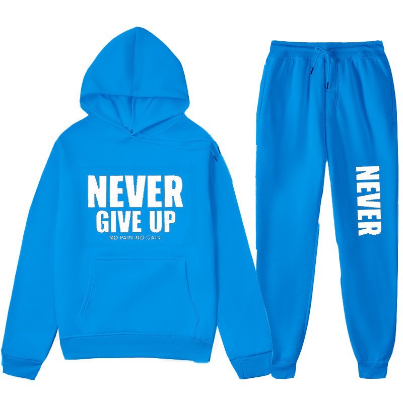 Women's training pullover and jogging pants in motif set with motivating print Lisslune