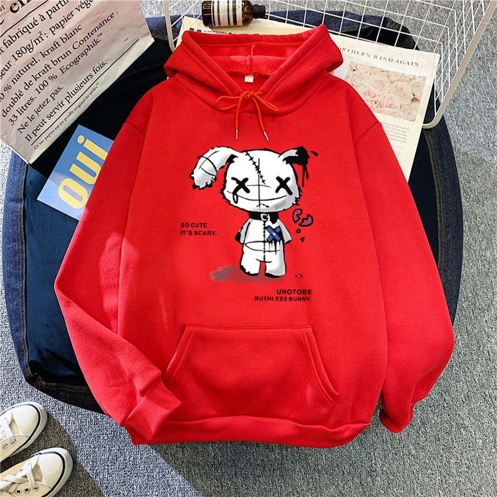 Ladies hooded sweatshirt with unique cartoon design and cozy inner lining Lisslune