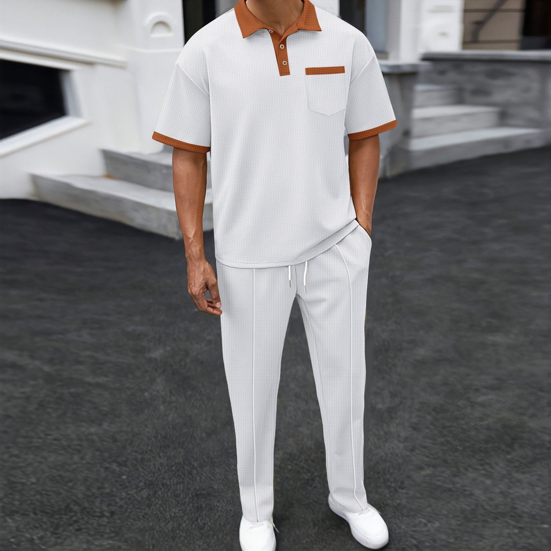 Men's sporty leisure set with contrast details and practical chest pocket Lisslune