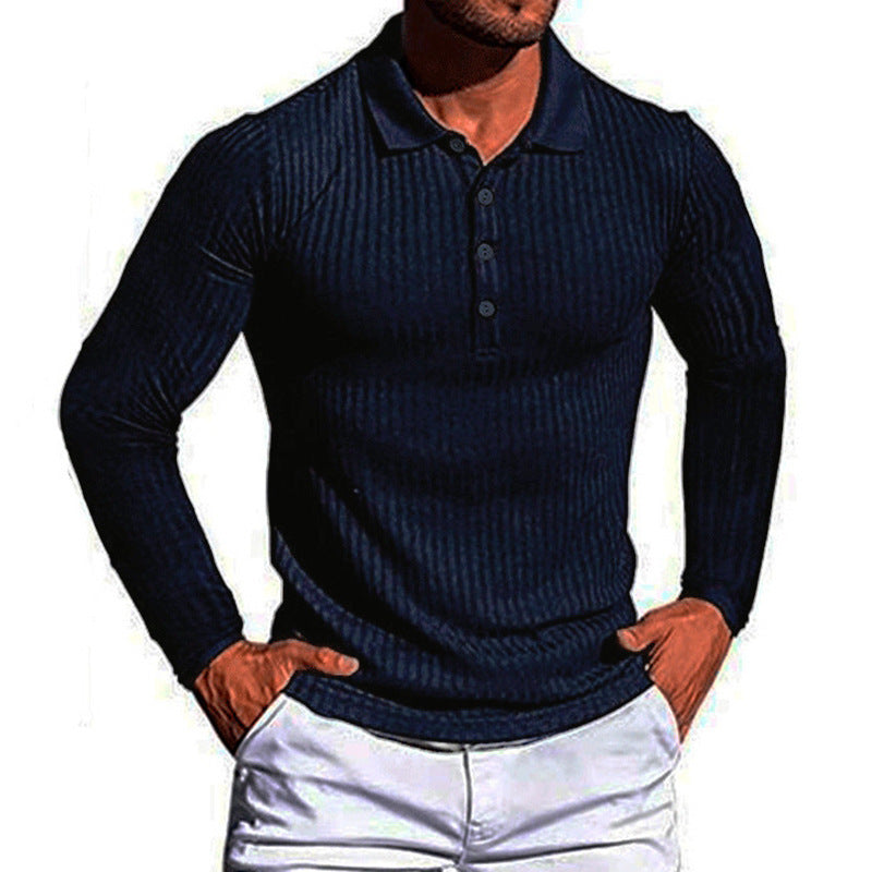 Men's elegant long-sleeved polo shirt in structured design Lisslune