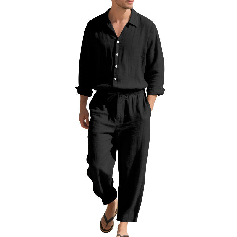 Men's casual linen suit with elastic waistband and comfort fit Lisslune