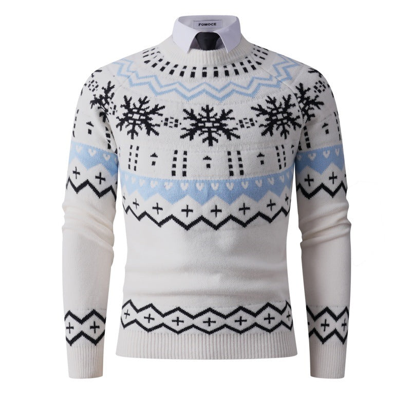 Men's stylish knit sweater with creative snow pattern Lisslune