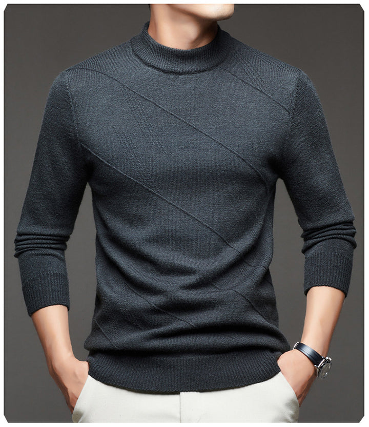 Men's elegant round neck pullover with textured design Lisslune