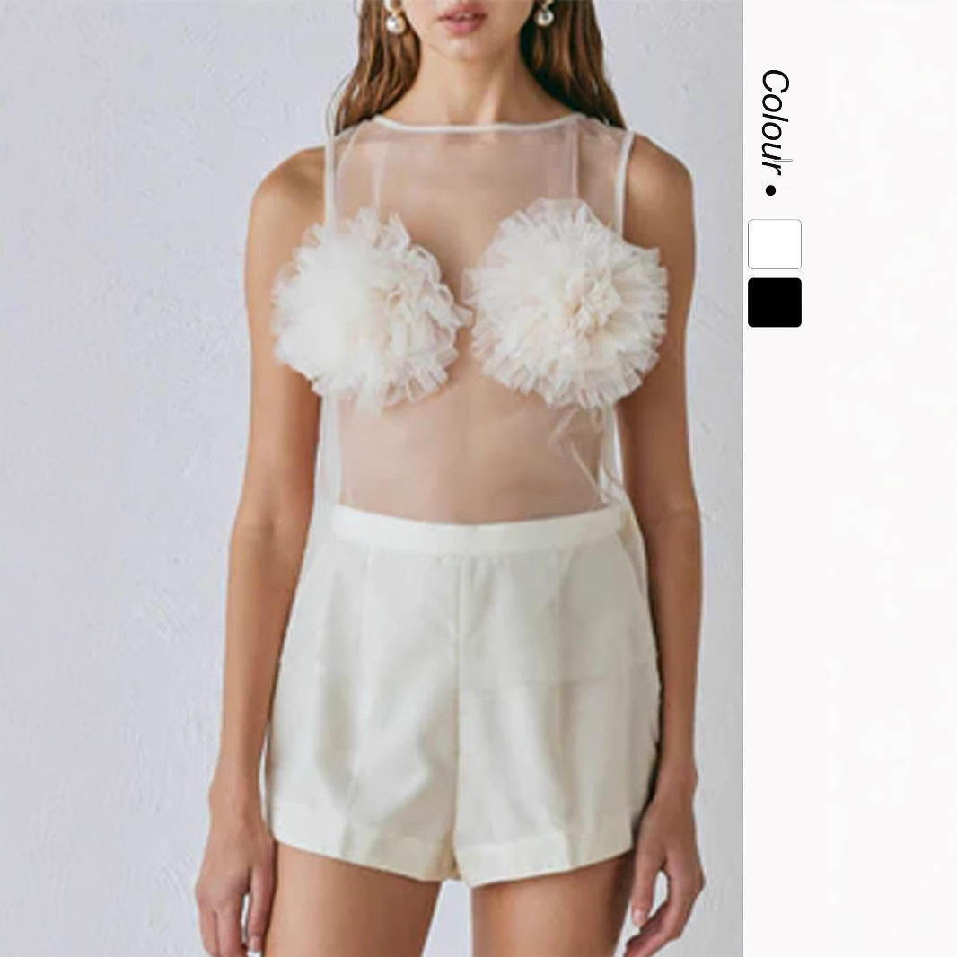 Women's Transparent Blouse with Voluminous Ruffles Lune London