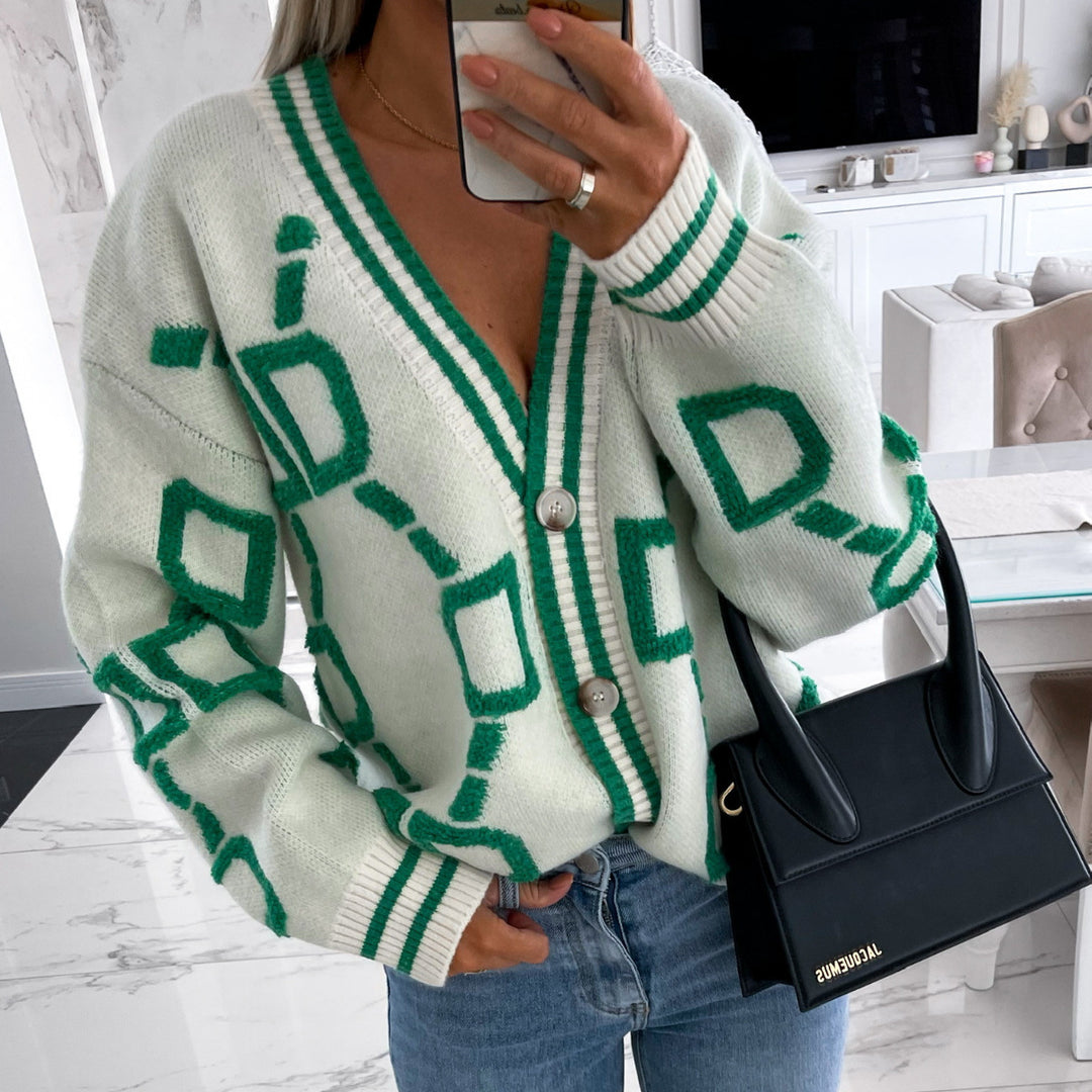 Women's oversized cardigan with colorful geometric pattern Lisslune
