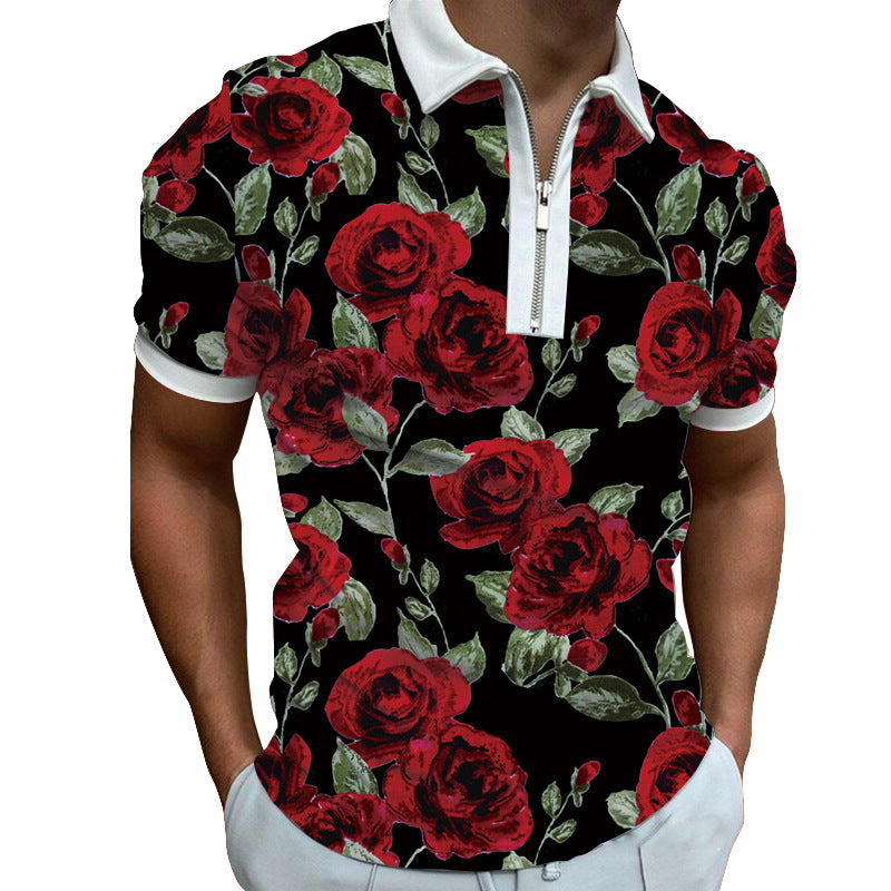 Men's polo shirt with modern graphic pattern and zipper Lisslune