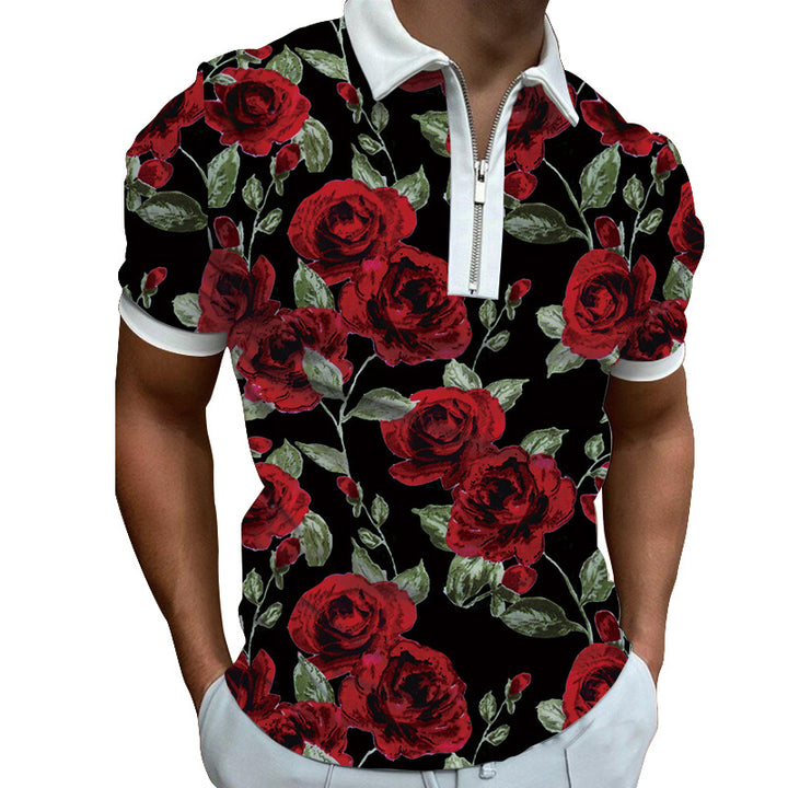 Men's polo shirt with modern graphic pattern and zipper Lisslune