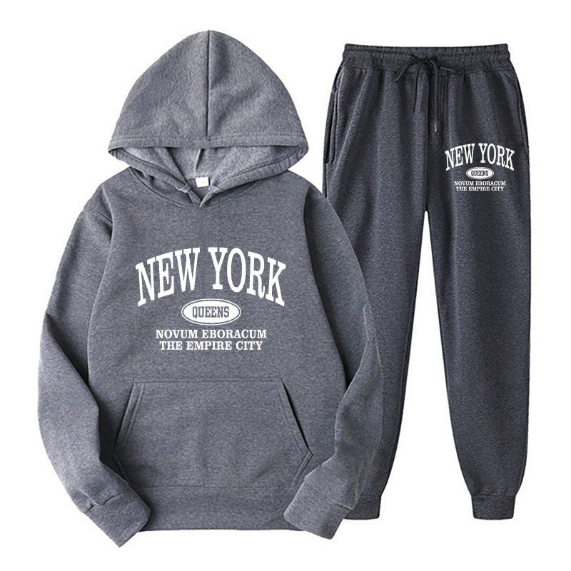 Women's hoodie set with versatile lettering and comfortable pockets Lisslune