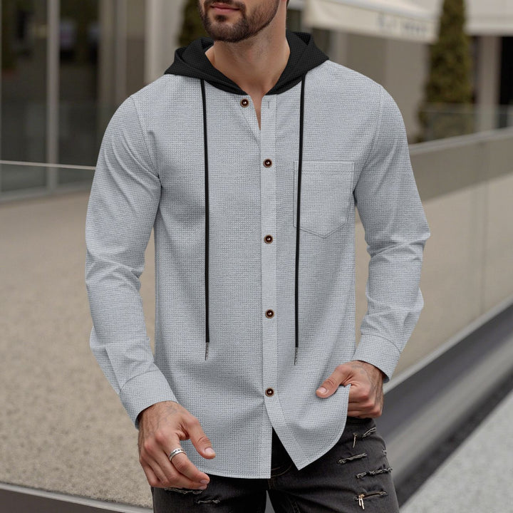 Men's stylish hoodie shirt with button placket and practical chest pocket Lisslune