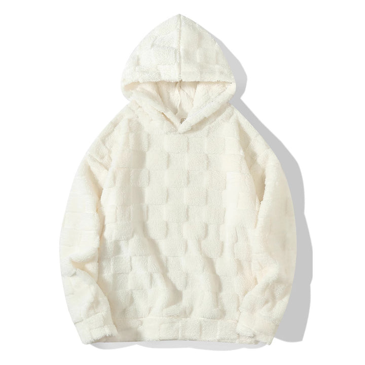 Men's hooded sweatshirt made of soft plush with an unusual design Lisslune
