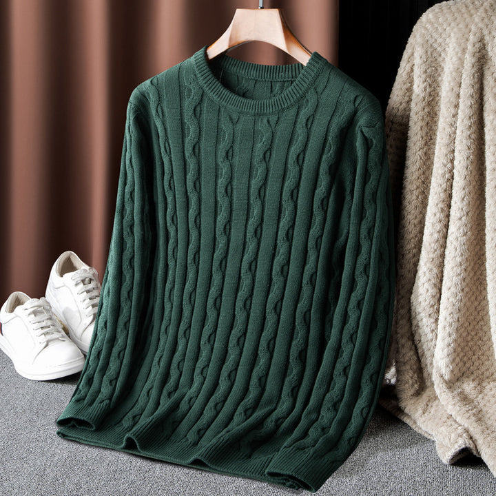 Men's Fashionable Knitted Sweater with Cable Pattern Lisslune