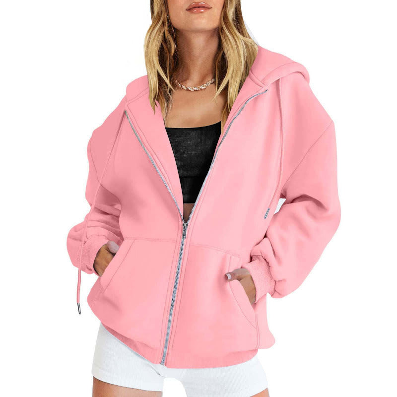 Women Oversize Hoodie Jacket with High Collar Lisslune