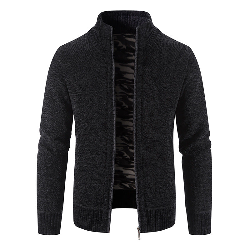 Men's cardigan with high collar and practical zip pockets Lisslune