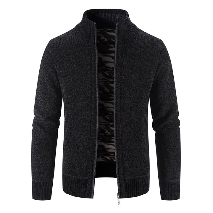 Men's cardigan with high collar and practical zip pockets Lisslune