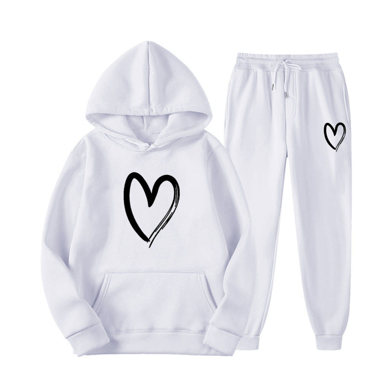 Women's sweatsuit with kangaroo pocket and heart-shaped print Lisslune