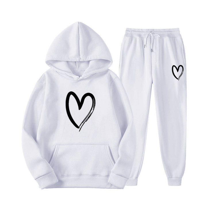 Women's sweatsuit with kangaroo pocket and heart-shaped print Lisslune