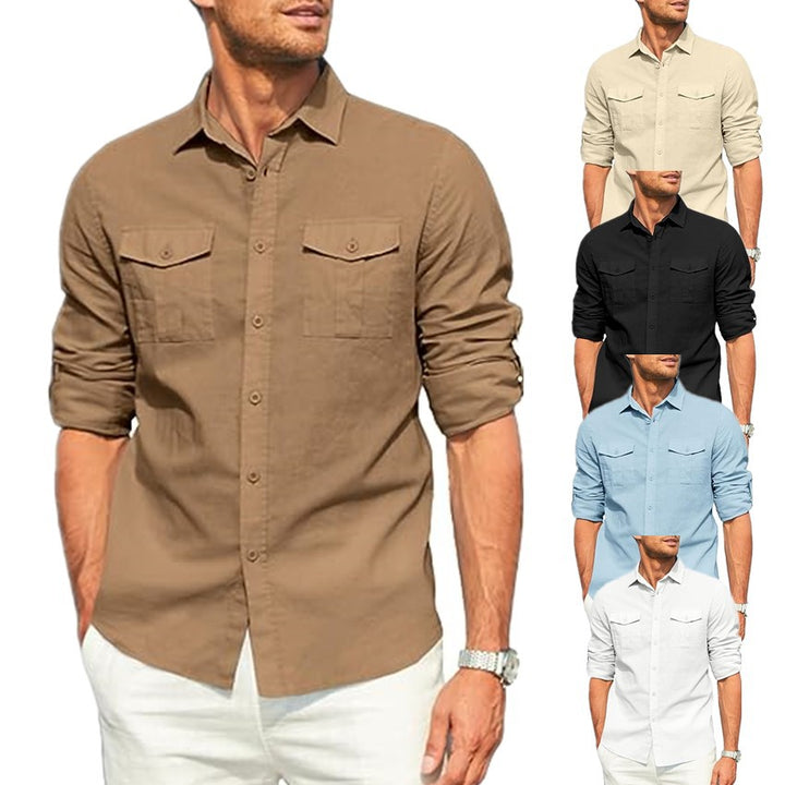 Men's long-sleeve shirt with practical chest pockets Lisslune