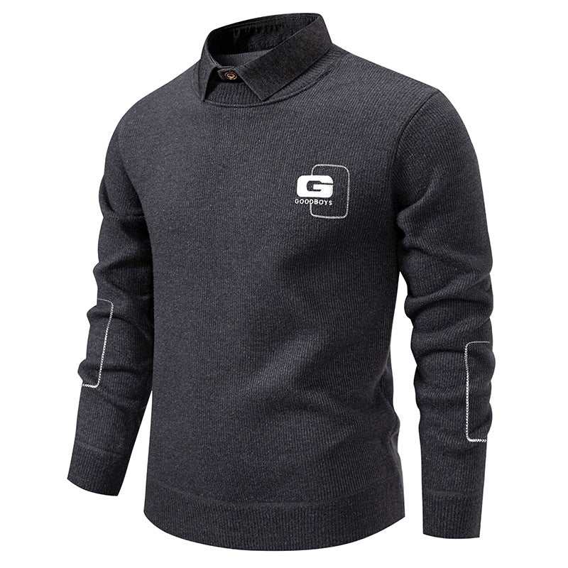 Men's elegant sweater with collar and fine knit pattern Lisslune