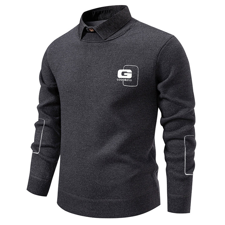 Men's elegant sweater with collar and fine knit pattern Lisslune