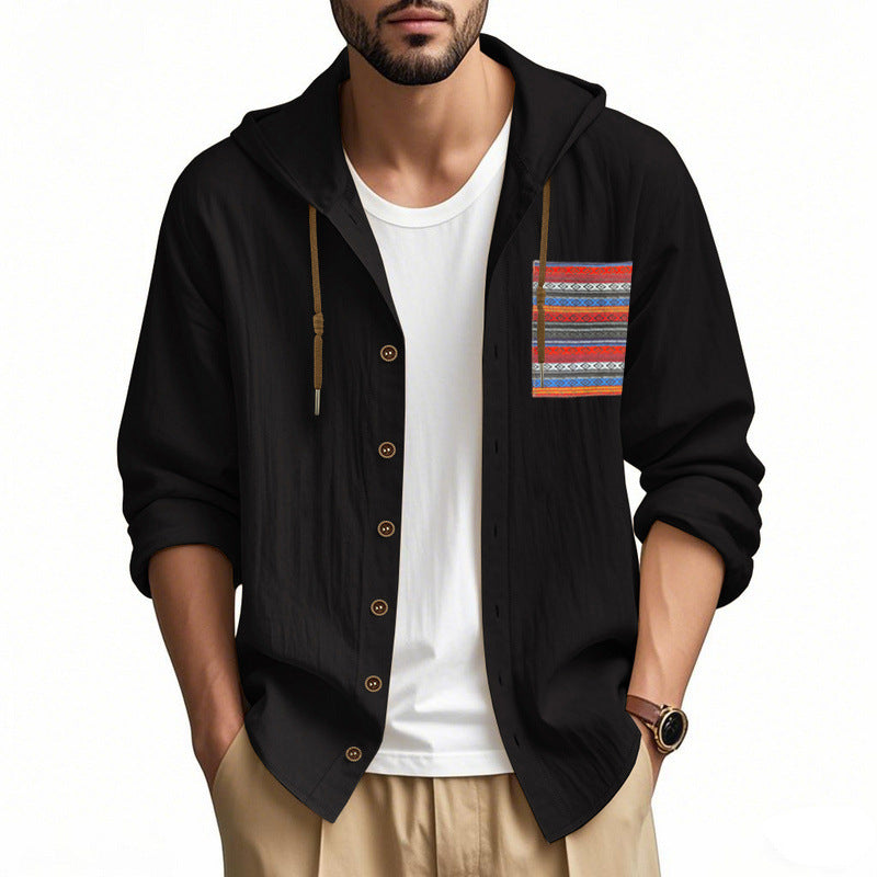 Men's Lightweight Leisure Jacket with Hood and Stylish Chest Pocket Lisslune
