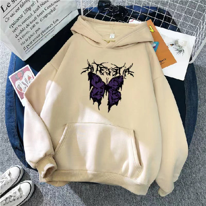 Women’s Hoodie with Artistic Butterfly Design Lisslune