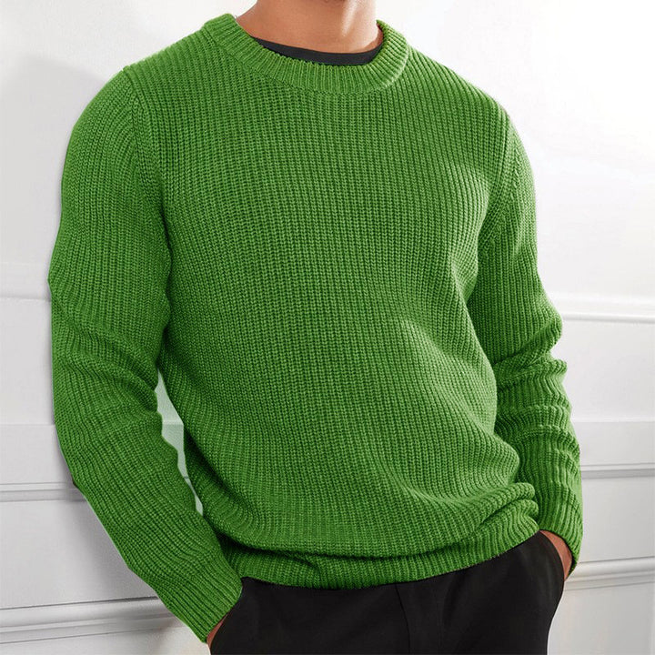 Men's knitted sweater with textured design and round neck Lisslune