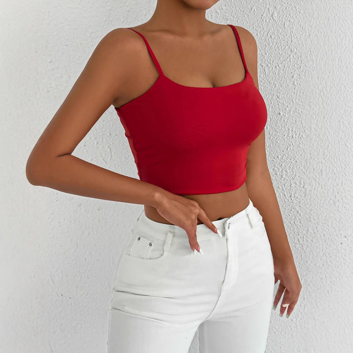 Damen Figurbetontes Crop-Top aus elastischem Material mit Spaghetti-Trägern Lisslune